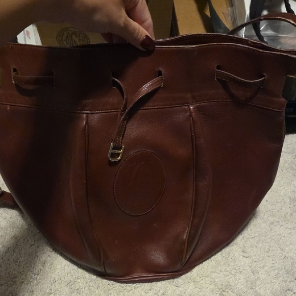 Vintage Burgundy Leather Shoulder Bag - Picture 2 of 5